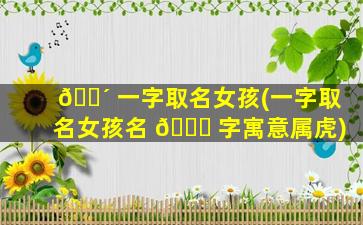 🐴 一字取名女孩(一字取名女孩名 🍁 字寓意属虎)